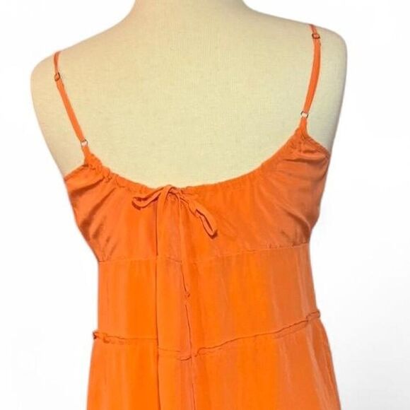 BCBGMaxAzria Women's Orange Spaghetti Strap Tiered Mini Dress Size Small - Picture 3 of 6